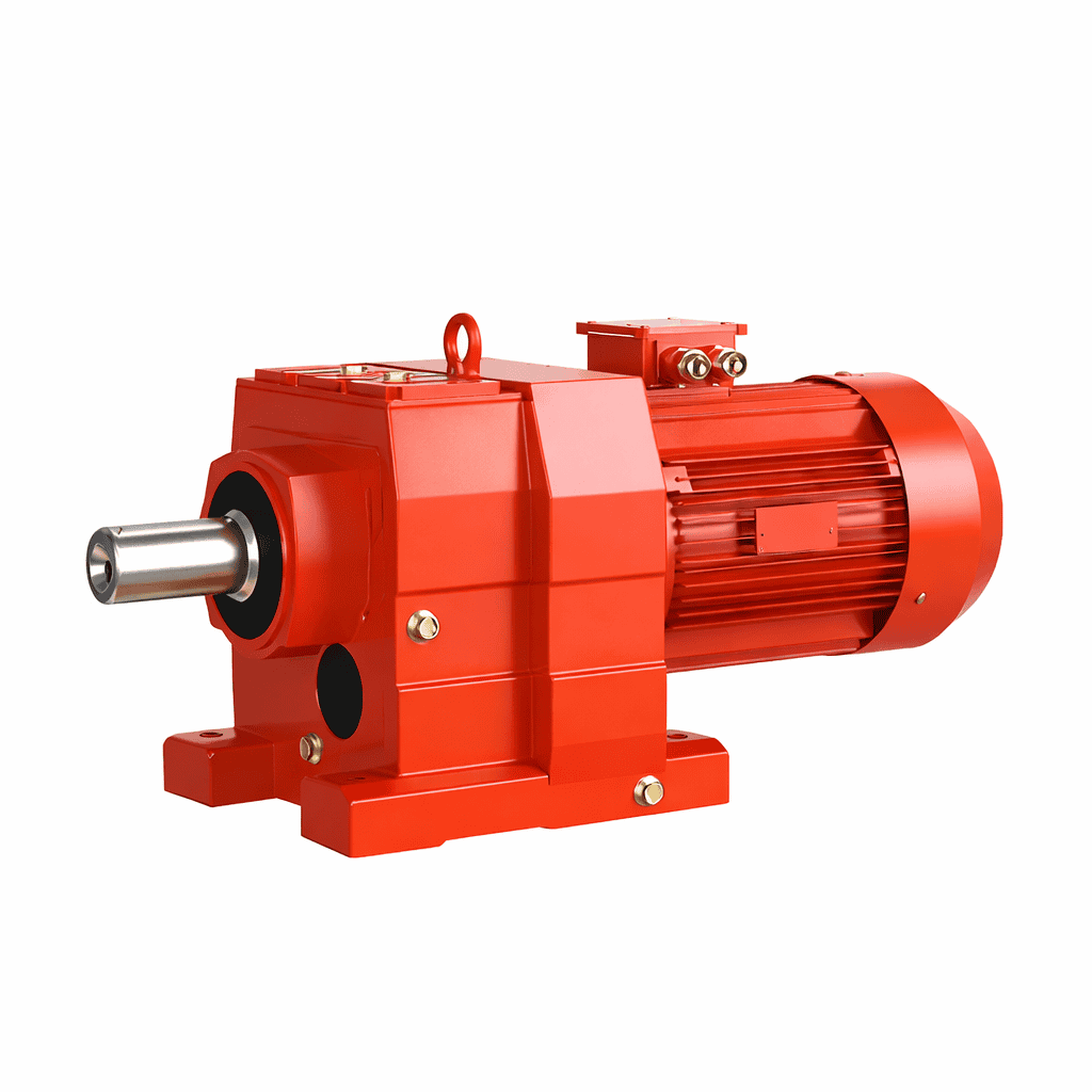 Inline helical reducer gearbox with motor for industrial machinery drive